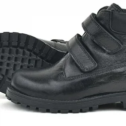 Rakerplus Neson Hakiki Deri Siyah Rugan Cırtlı Kız Çocuk Bot