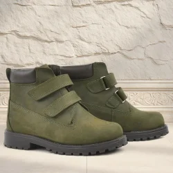 Rakerplus Neson Hakiki Deri Yeşil Cırtlı Çocuk Bot