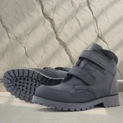 Rakerplus Pixel Hakiki Deri Siyah Nubuk Cırtlı Erkek Çocuk Bot