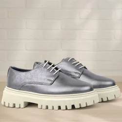 Rakerplus Platin Hakiki Deri Bağcıklı Oxford Günlük Ayakkabı