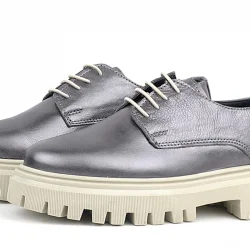 Rakerplus Platin Hakiki Deri Bağcıklı Oxford Günlük Ayakkabı