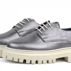 Rakerplus Platin Hakiki Deri Bağcıklı Oxford Günlük Ayakkabı