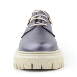 Rakerplus Platin Hakiki Deri Çiçek Detaylı Bağcıklı Oxford Günlük Ayakkabı