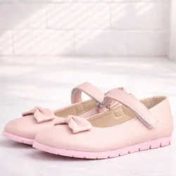 Rakerplus Pudra Fiyonklu Cırtlı Kız Çocuk Babet