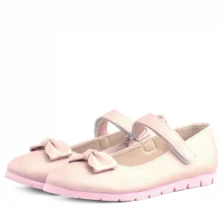 Rakerplus Pudra Fiyonklu Cırtlı Kız Çocuk Babet