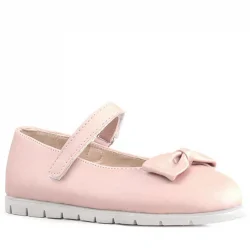 Rakerplus Pudra Pembe Fiyonklu Cırtlı Kız Çocuk Babet Ayakkabı