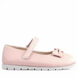 Rakerplus Pudra Pembe Fiyonklu Cırtlı Kız Çocuk Babet Ayakkabı