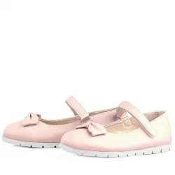 Rakerplus Pudra Pembe Fiyonklu Cırtlı Kız Çocuk Babet Ayakkabı