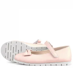 Rakerplus Pudra Pembe Fiyonklu Cırtlı Kız Çocuk Babet Ayakkabı