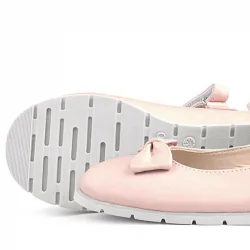 Rakerplus Pudra Pembe Fiyonklu Cırtlı Kız Çocuk Babet Ayakkabı