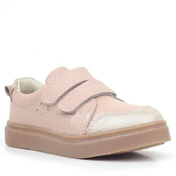 Rakerplus Pudra Simli Hakiki Deri Cırtlı Kız Çocuk Sneaker Ayakkabı
