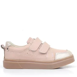 Rakerplus Pudra Simli Hakiki Deri Cırtlı Kız Çocuk Sneaker Ayakkabı