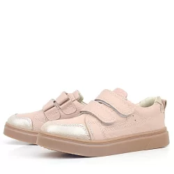 Rakerplus Pudra Simli Hakiki Deri Cırtlı Kız Çocuk Sneaker Ayakkabı