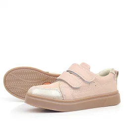 Rakerplus Pudra Simli Hakiki Deri Cırtlı Kız Çocuk Sneaker Ayakkabı