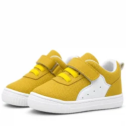 Rakerplus Pup Hakiki Deri Sarı Cırtlı Lastikli Bebek Sneaker