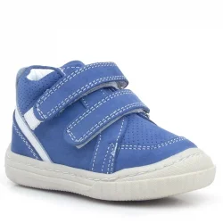 Rakerplus Raya Hakiki Deri Mavi Beyaz Cırtlı Bebek Bot