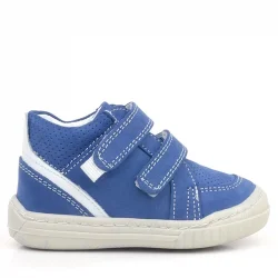 Rakerplus Raya Hakiki Deri Mavi Beyaz Cırtlı Bebek Bot