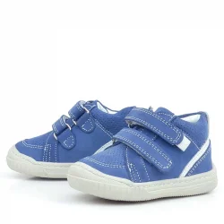 Rakerplus Raya Hakiki Deri Mavi Beyaz Cırtlı Bebek Bot