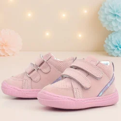 Rakerplus Raya Hakiki Deri Pembe Cırtlı Kız Bebek Bot