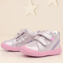 Rakerplus Raya Hakiki Deri Pembe Mor Simli Cırtlı Kız Bebek Bot