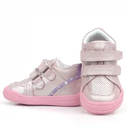 Rakerplus Raya Hakiki Deri Pembe Mor Simli Cırtlı Kız Bebek Bot