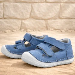 Rakerplus Ruby Hakiki Deri Mavi Yazlık İlk Adım Ayakkabısı