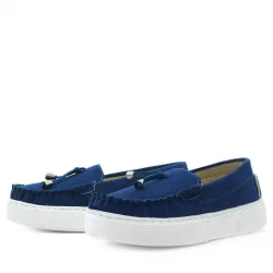 Rakerplus Saks Mavi Süet Ekstra Hafif Çocuk Makosen Ayakkabı