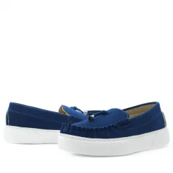 Rakerplus Saks Mavi Süet Ekstra Hafif Çocuk Makosen Ayakkabı