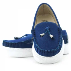 Rakerplus Saks Mavi Süet Ekstra Hafif Çocuk Makosen Ayakkabı