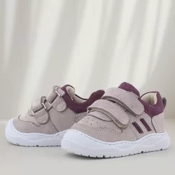 Rakerplus Schaggy Hakiki Deri Açık Bej Bordo Bebek Spor Ayakkabı