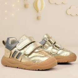 Rakerplus Schaggy Hakiki Deri Altın Parlak Bebek Spor Ayakkabı