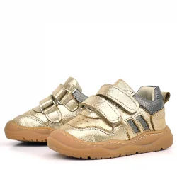 Rakerplus Schaggy Hakiki Deri Altın Parlak Bebek Spor Ayakkabı