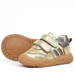 Rakerplus Schaggy Hakiki Deri Altın Parlak Bebek Spor Ayakkabı