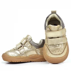 Rakerplus Schaggy Hakiki Deri Altın Parlak Bebek Spor Ayakkabı