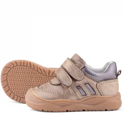 Rakerplus Schaggy Hakiki Deri Bakır Platin Cırtlı Bebek Spor Ayakkabı