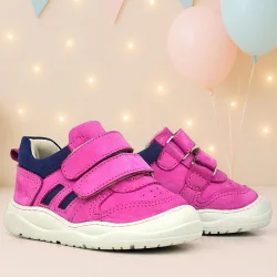 Rakerplus Schaggy Hakiki Deri Fuşya Mavi Bebek Spor Ayakkabı