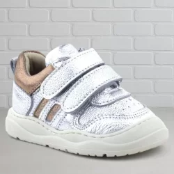 Rakerplus Schaggy Hakiki Deri Gümüş Parlak Bebek Spor Ayakkabı