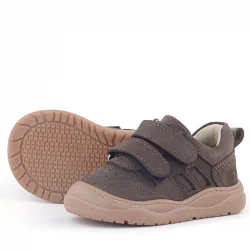 Rakerplus Schaggy Hakiki Deri Koyu Kahve Cırtlı Bebek Spor Ayakkabı