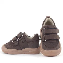 Rakerplus Schaggy Hakiki Deri Koyu Kahve Cırtlı Bebek Spor Ayakkabı