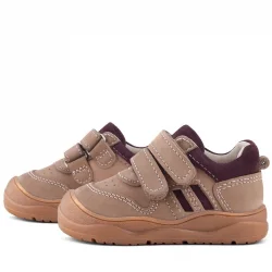 Rakerplus Schaggy Hakiki Deri Kum Bordo Cırtlı Bebek Spor Ayakkabı