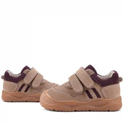 Rakerplus Schaggy Hakiki Deri Kum Bordo Cırtlı Bebek Spor Ayakkabı