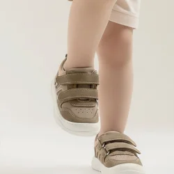 Rakerplus Schaggy Hakiki Deri Kum Krem Bebek Spor Ayakkabı