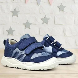 Rakerplus Schaggy Hakiki Deri Lacivert Parlak Bebek Spor Ayakkabı