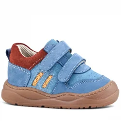Rakerplus Schaggy Hakiki Deri Mavi Bordo Cırtlı Bebek Spor Ayakkabı