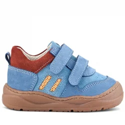 Rakerplus Schaggy Hakiki Deri Mavi Bordo Cırtlı Bebek Spor Ayakkabı