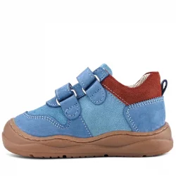 Rakerplus Schaggy Hakiki Deri Mavi Bordo Cırtlı Bebek Spor Ayakkabı