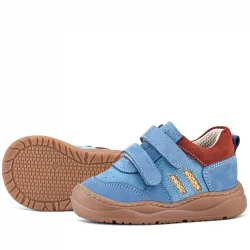 Rakerplus Schaggy Hakiki Deri Mavi Bordo Cırtlı Bebek Spor Ayakkabı