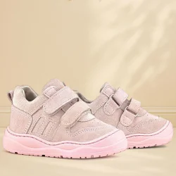 Rakerplus Schaggy Hakiki Deri Pudra Pembe Cırtlı Bebek Spor Ayakkabı