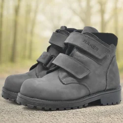 Rakerplus Sentor Hakiki Deri Gri Kürklü Cırtlı Çocuk Bot