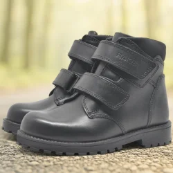 Rakerplus Sentor Hakiki Deri Siyah Kürklü Cırtlı Çocuk Bot